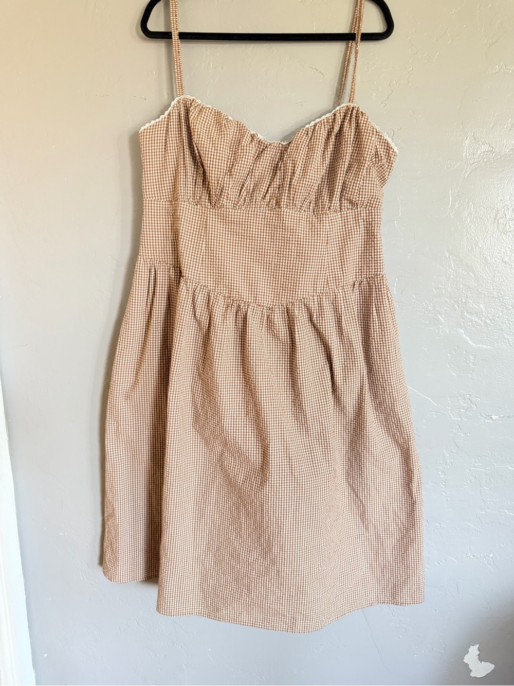 A New Day XXL Brown Gingham Corset Mini Dress Cottagecore